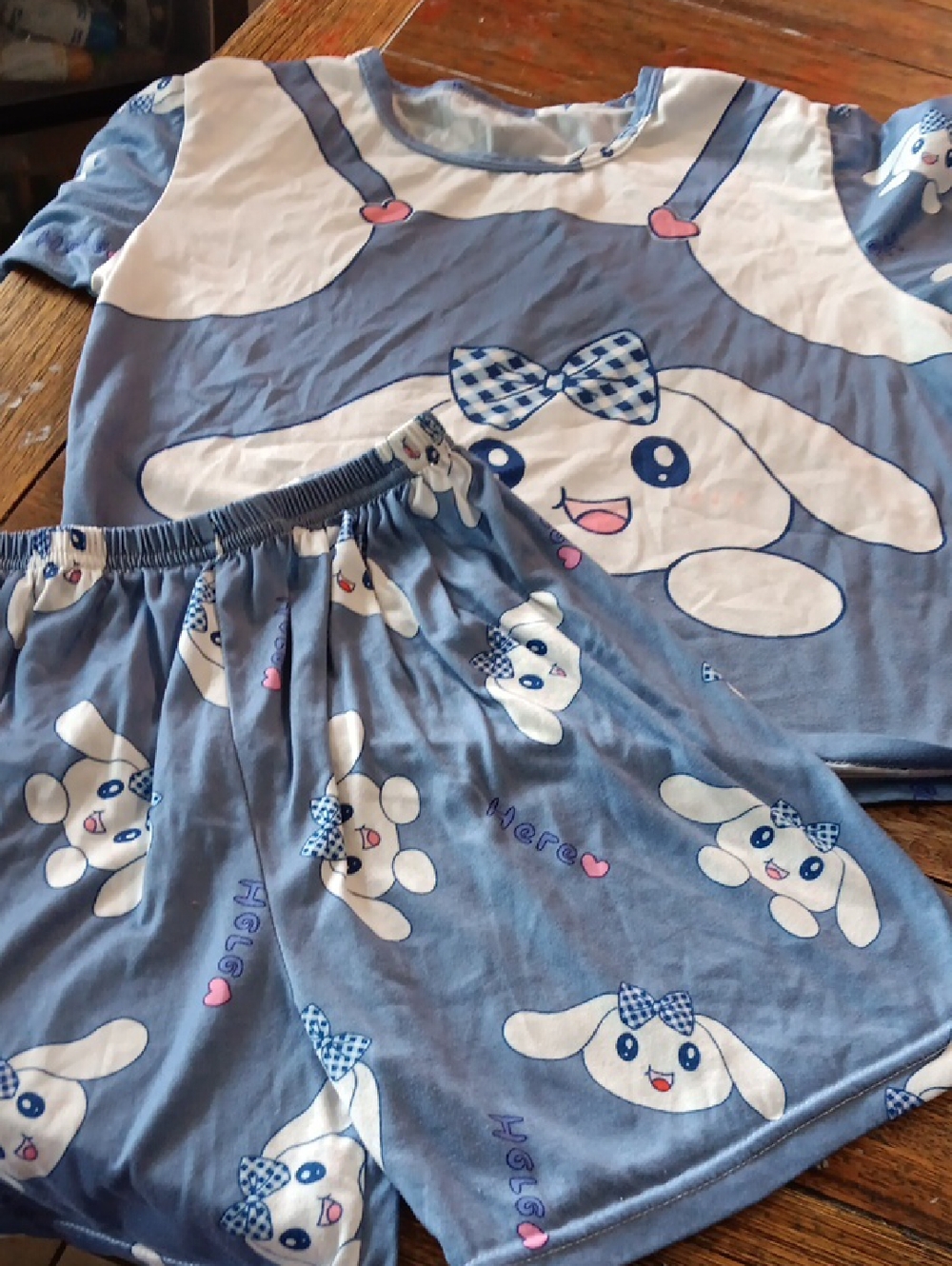 Blue Bunny Graphic Kids Pajama Set